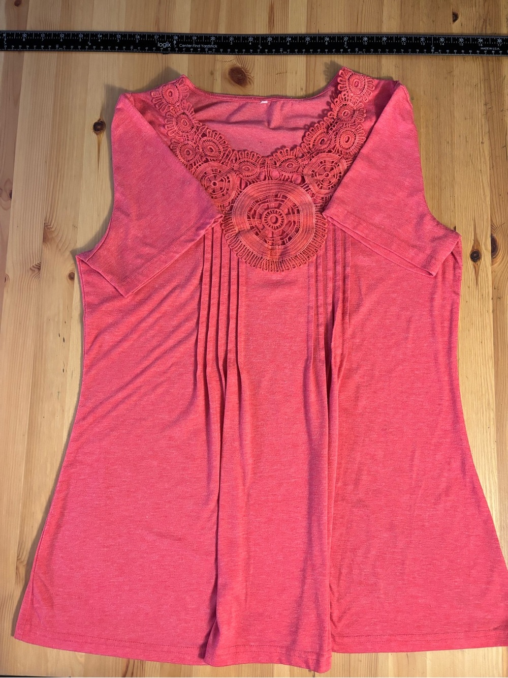 Women’s Coral Lace-Trim Sleeveless Top